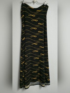 Lularoe Black and Yellow Patterned Maxi Skirt Worth Bows